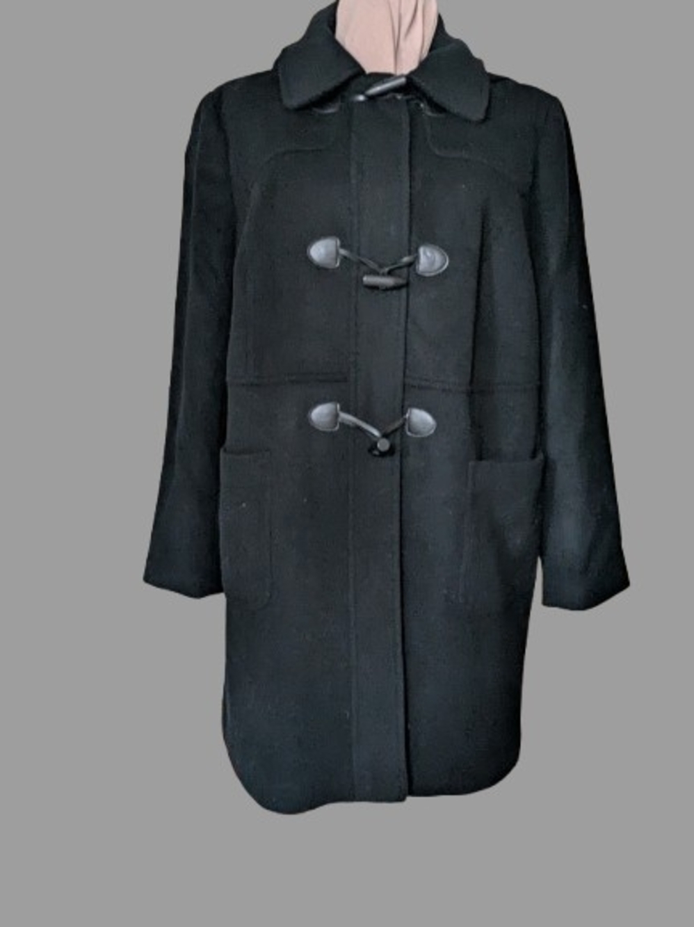 Talbots Black Toggle-Front Wool Pea Coat Size 16